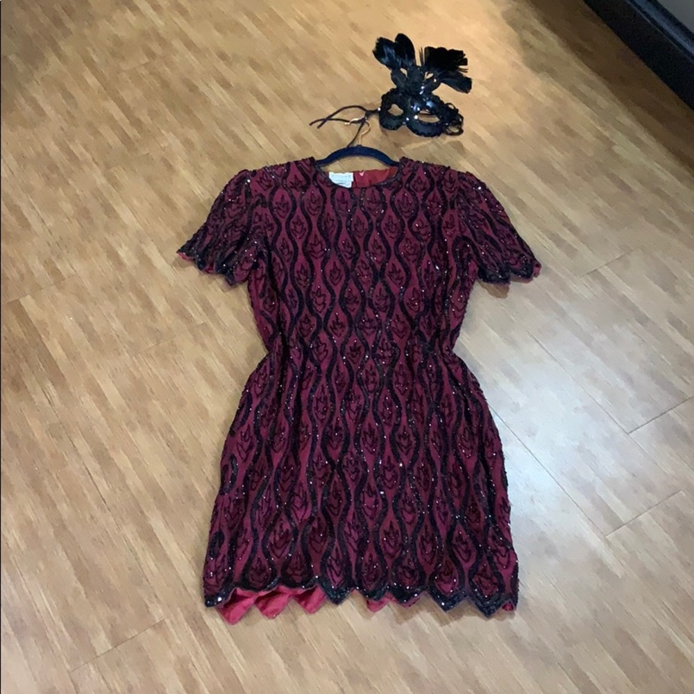 Vintage💯%Silk Beaded;Sequined Cocktail Dress
